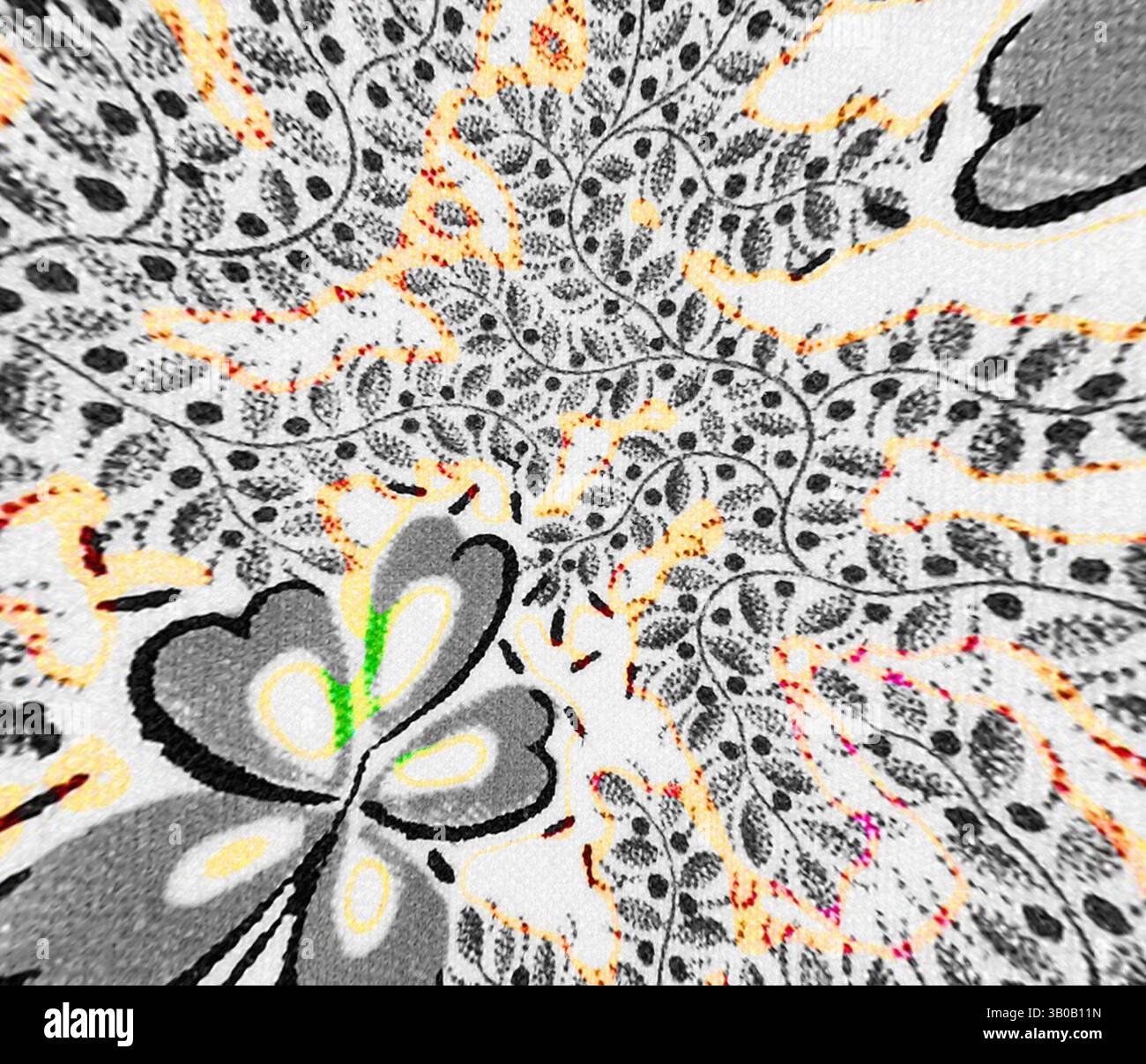 Visual Motif Design A mesmerizing pattern featuring intricate floral designs and swirling ...
