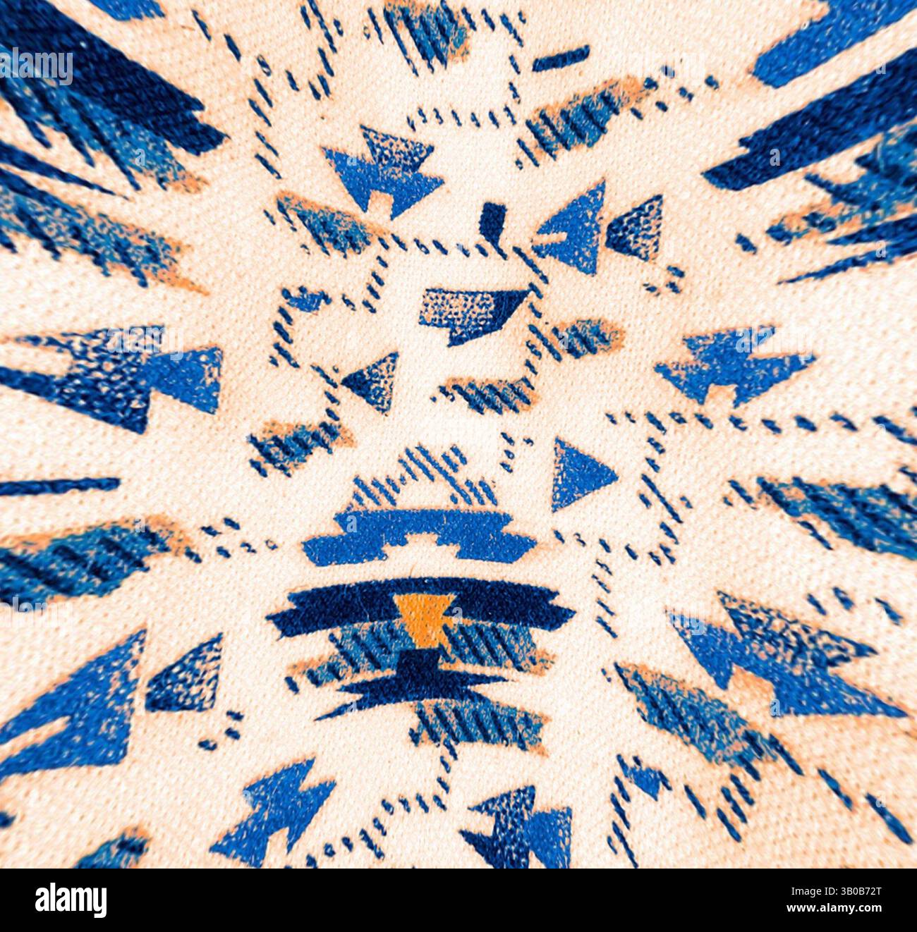 An intricate pattern featuring geometric shapes in shades of blue and ...
