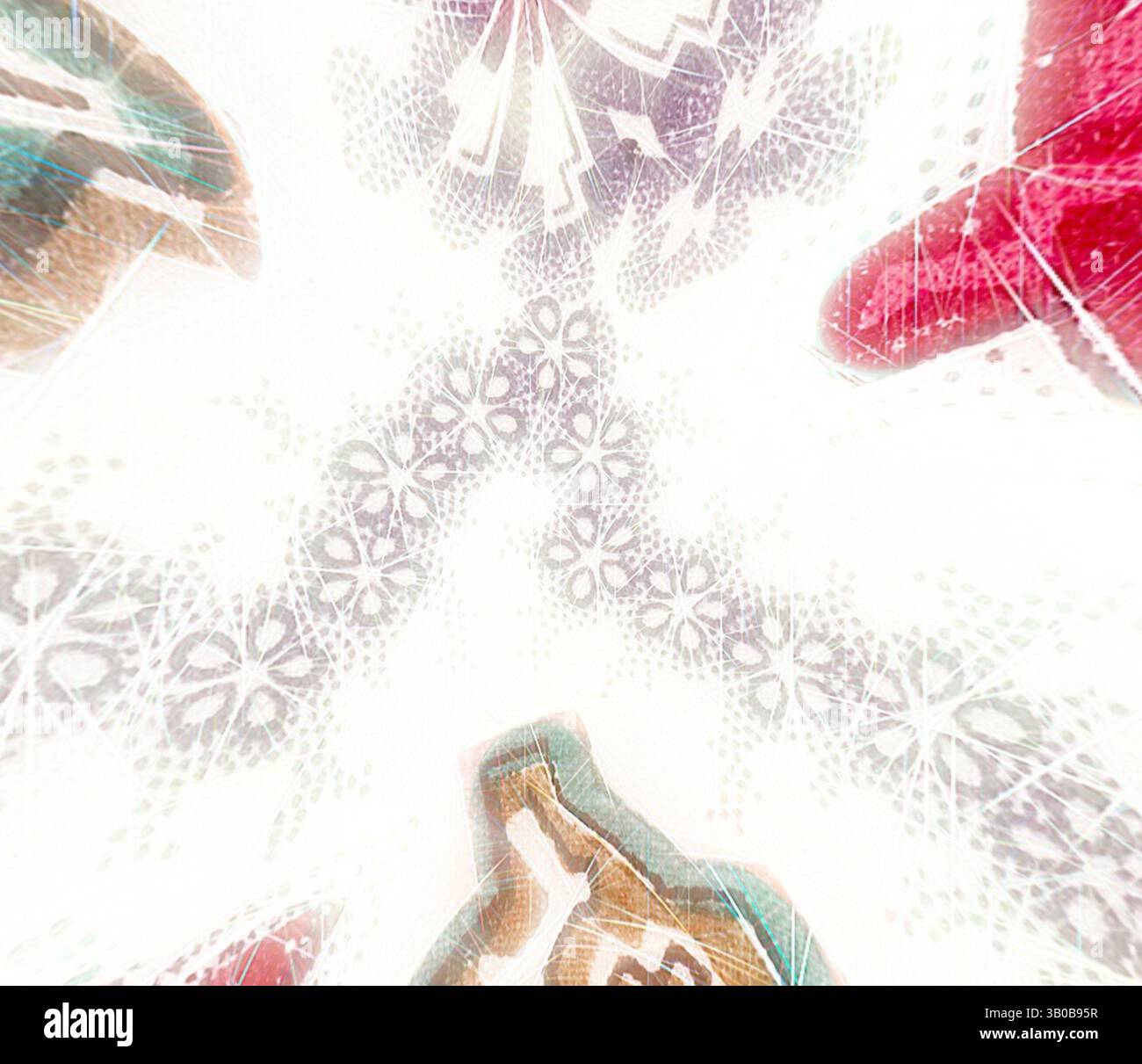A swirling pattern of intricate designs in vibrant colors, merging ...
