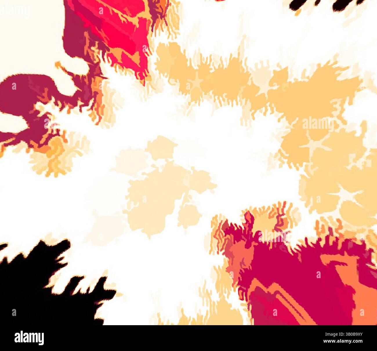 An explosion of vibrant colors converges at the center, creating a ...