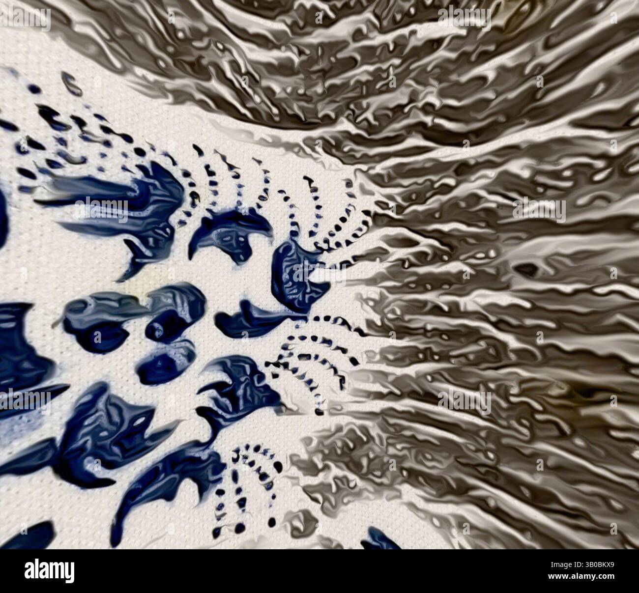 An abstract composition featuring swirling patterns and dynamic ...
