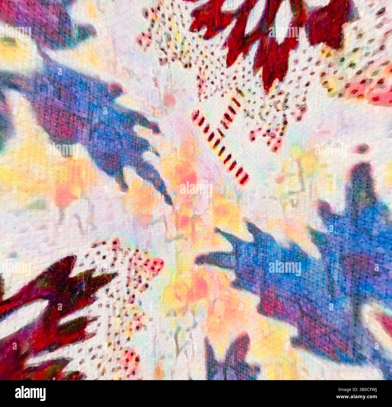 A vibrant tapestry of colors and patterns, featuring swirling blue and ...