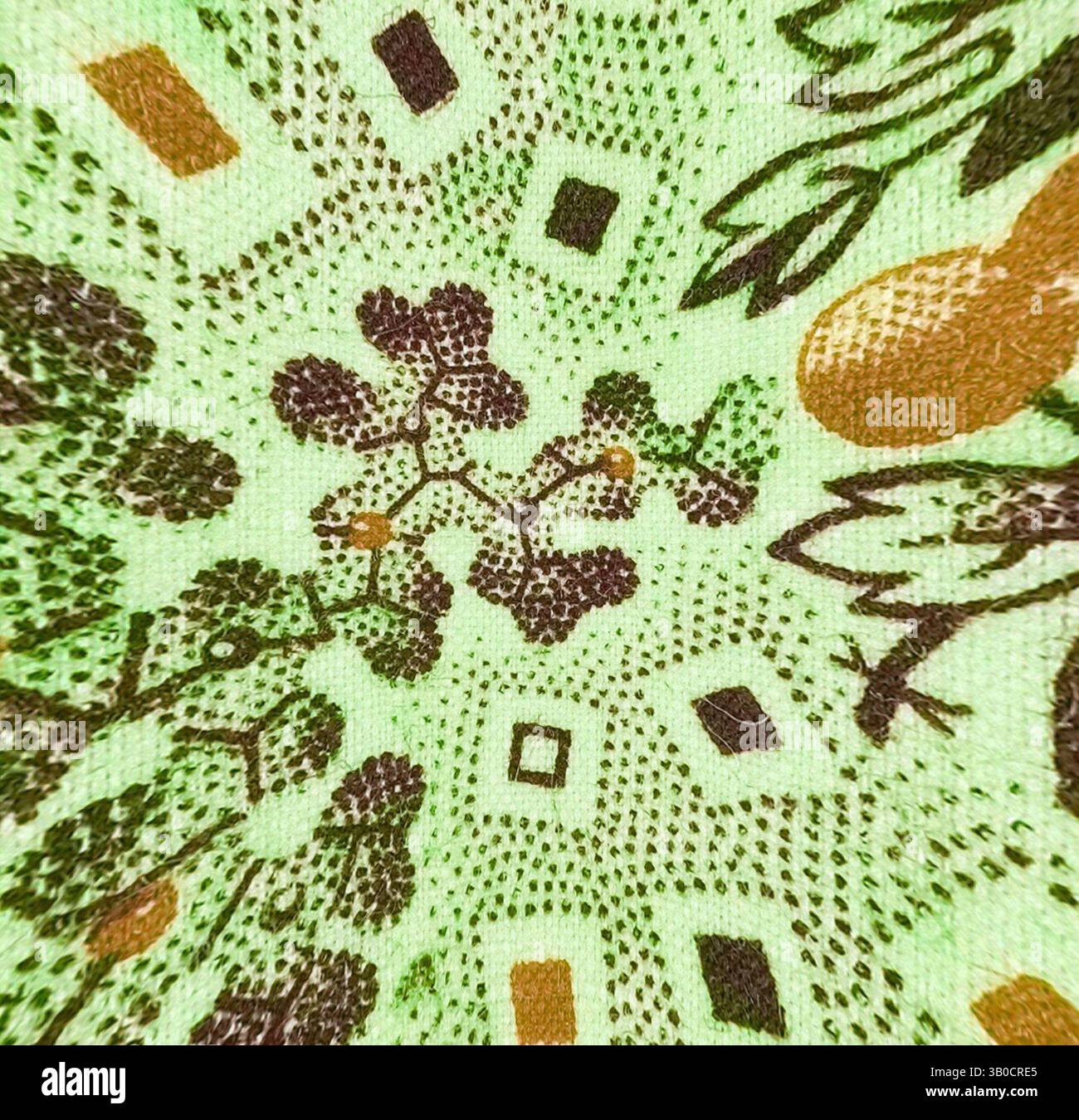 A vibrant textile pattern featuring intricate floral motifs and ...