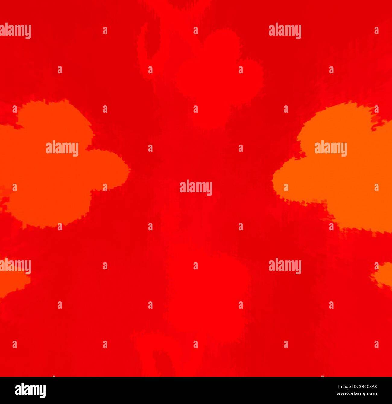 A vibrant abstract composition featuring bold, warm hues of red and ...