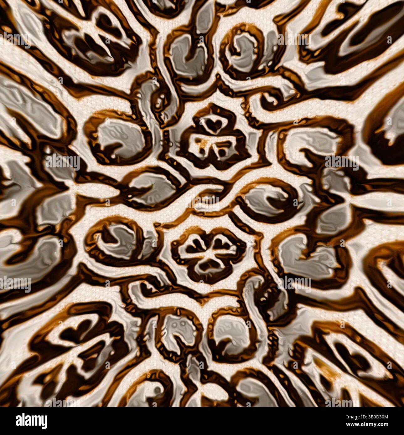 An intricate design featuring swirling patterns and floral motifs ...