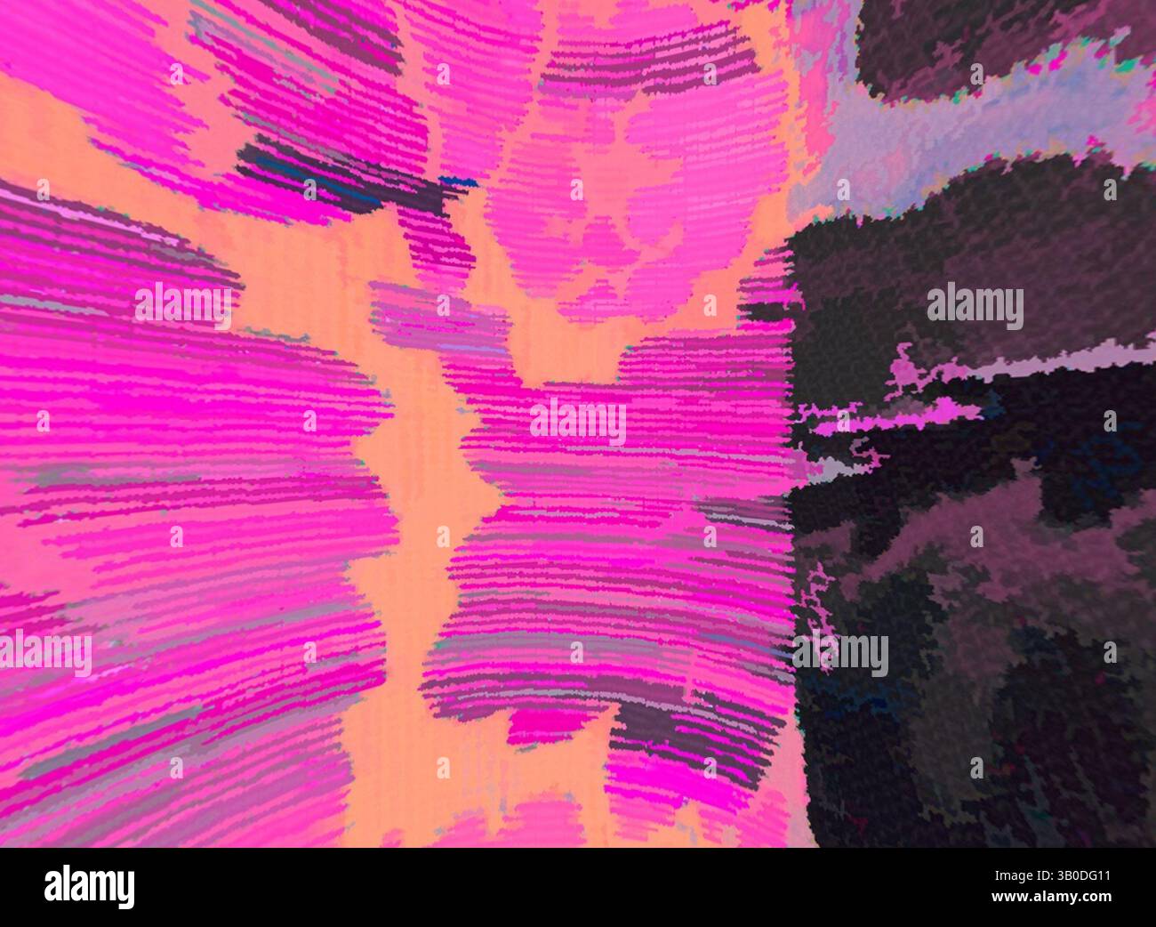 A dynamic abstract composition featuring vibrant pinks and subtle ...