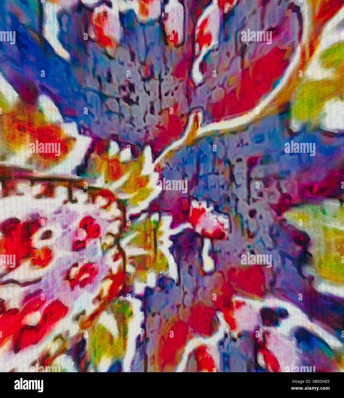 A vibrant swirl of colors featuring floral patterns that blend and ...