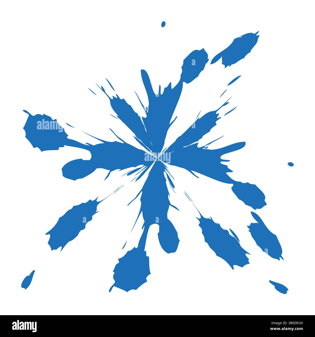 Blue splash shape. Paint splatter figure. Abstract liquid element. Vector dynamic form. Stock Vector