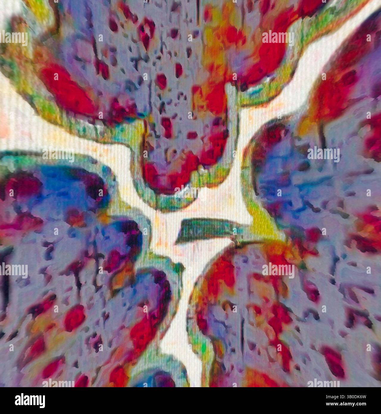 A vibrant, abstract composition featuring swirling patterns in a blend ...