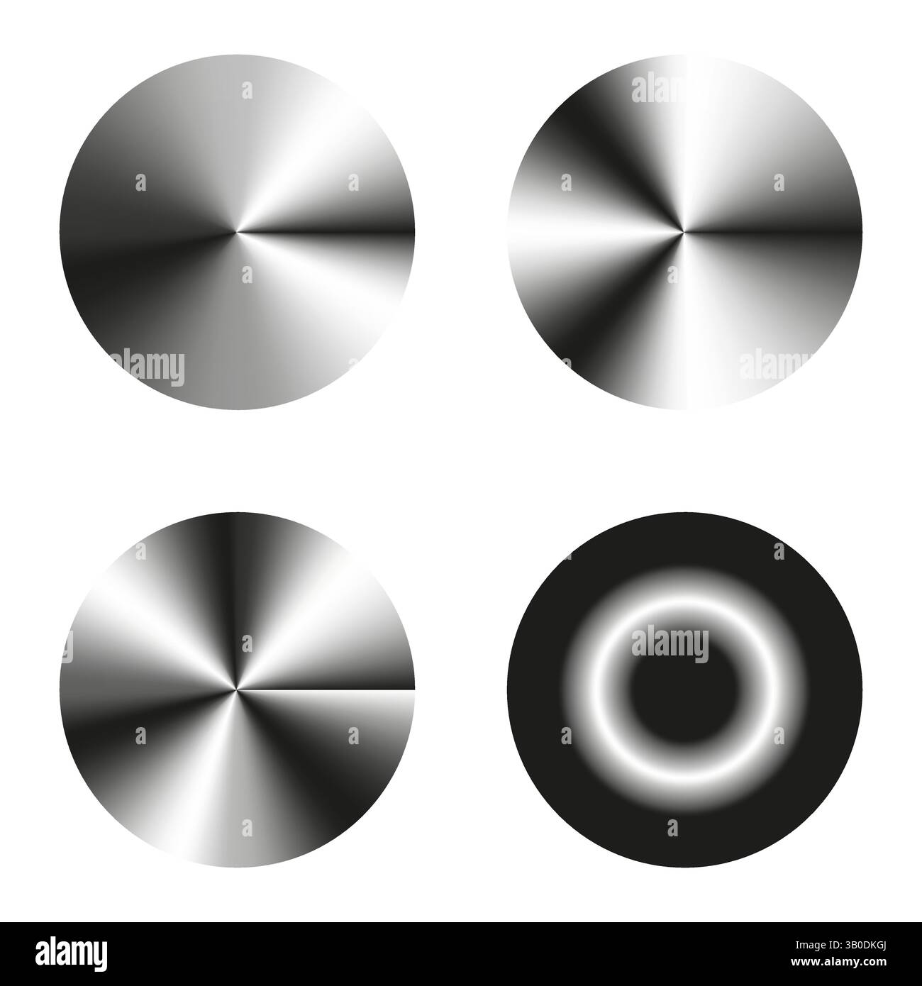 Metal round button. Shiny surface icon. Circular glossy shape. Black silver vector. Stock Vector