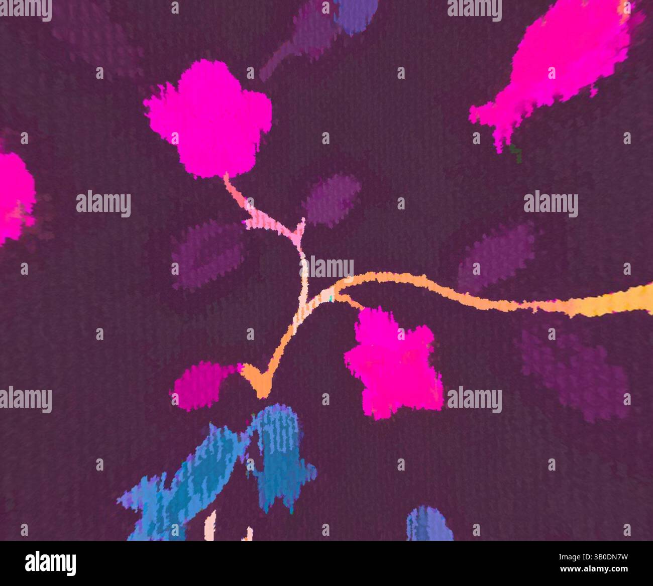 A vibrant tapestry of abstract floral patterns, featuring bold pink and ...