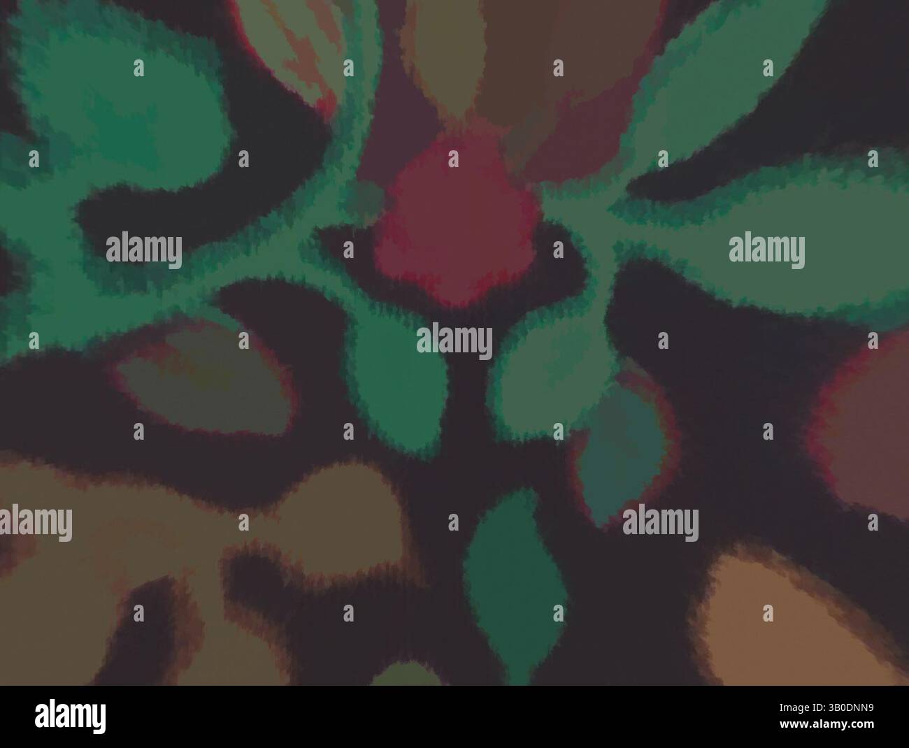 An abstract composition featuring swirling shapes and vibrant colors ...