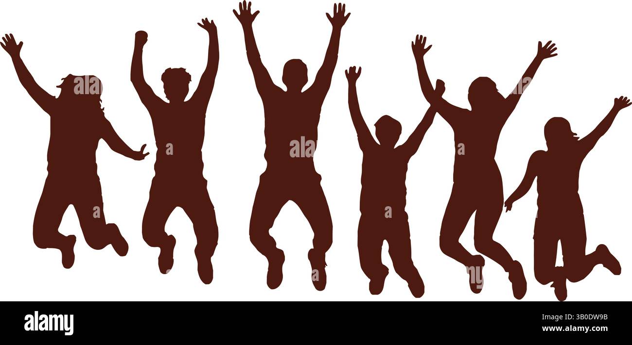 Happy Kids Jumping Silhouettes Joyful Children Vector Set Stock Vector ...
