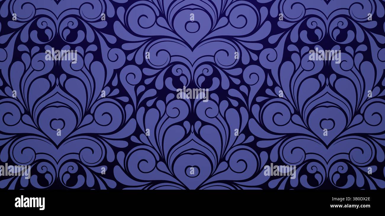 Seamless pattern with floral Elegance Ornamental Swirls in Royal Blue ...