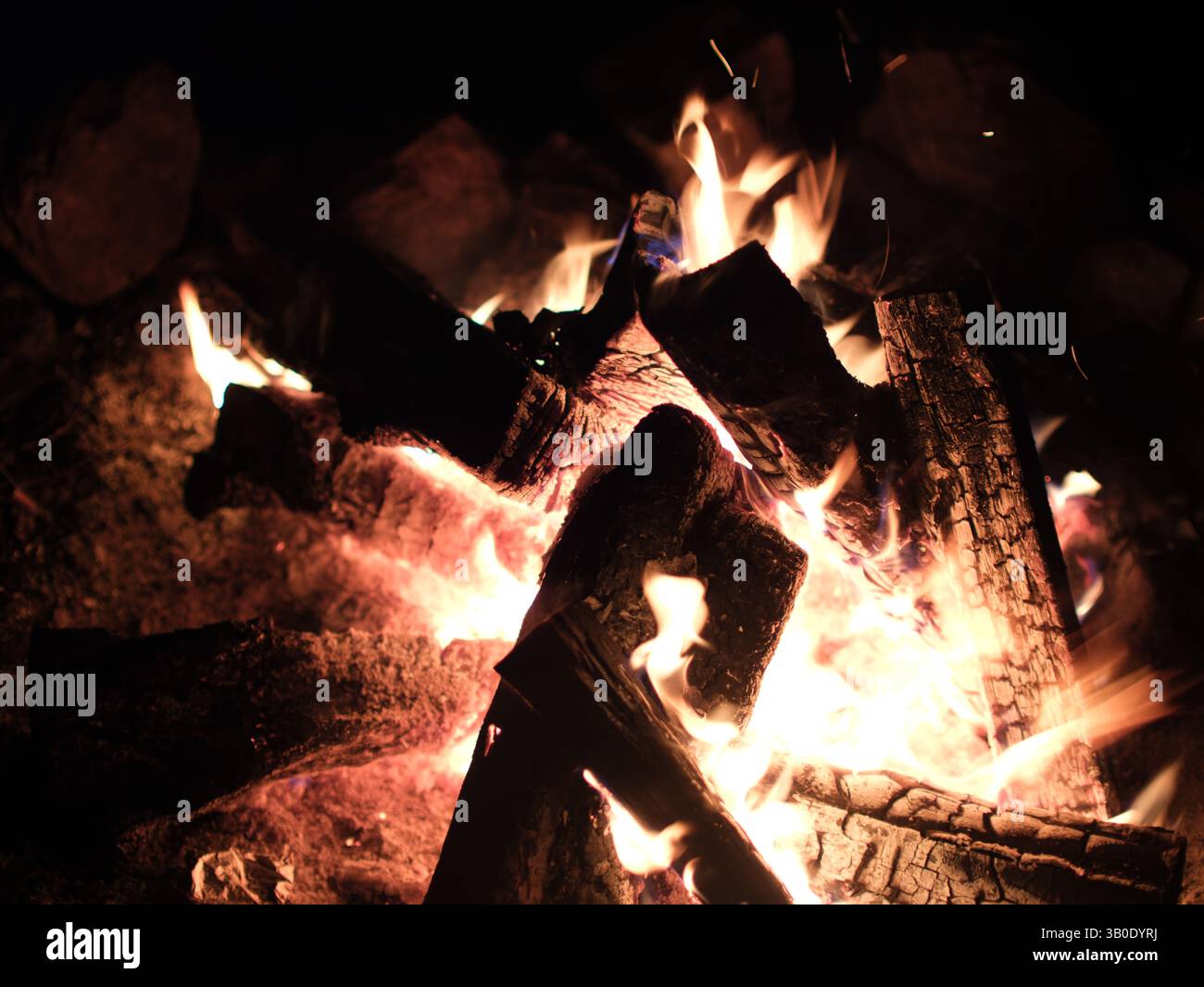 Embers and Echoes — Campfire Burning in the Night Stock Photo - Alamy