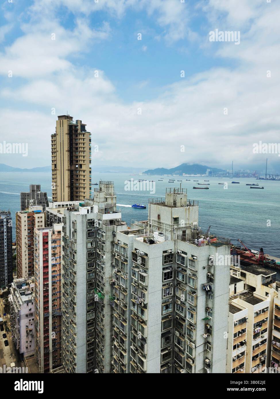Tall residential buildings in Sai Wan, Hong Kong. - Smartphone Captured Stock Image