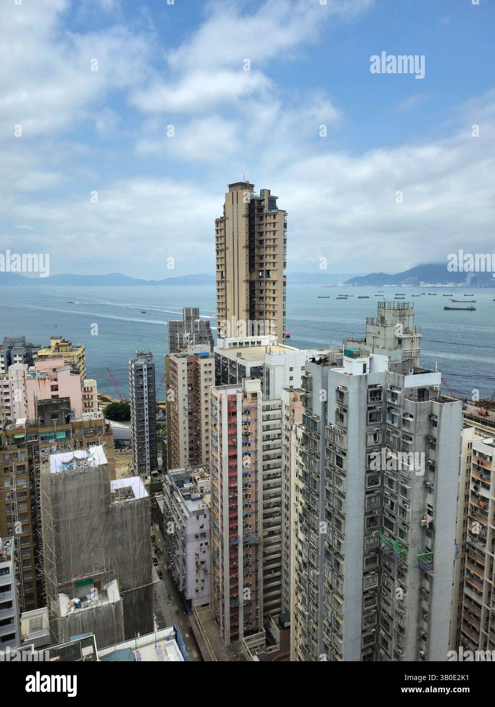 Tall residential buildings in Sai Wan, Hong Kong. - Smartphone Captured Stock Image