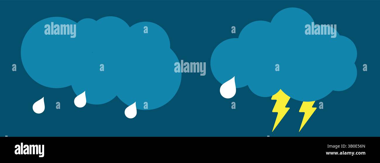 Thundercloud icon set. Flat vector illustration isolated on white Stock Vector