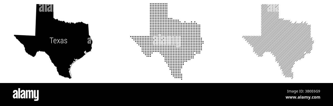 Texas detailed silhouette map, dotted pattern and slanted parallel ...