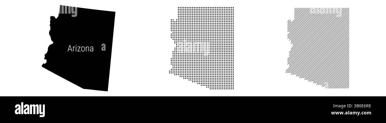 Arizona detailed silhouette map, dotted pattern and slanted parallel ...