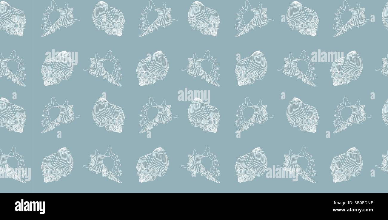 Sea shells, fossils and mollusks seamless pattern Stock Vector