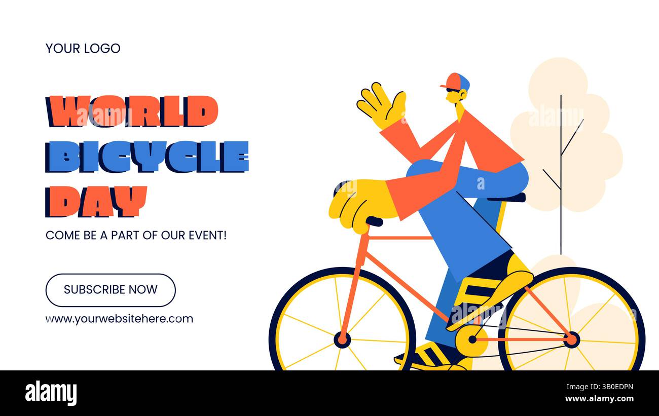 Happy World Bicycle Day Vector Template for Social Media Video ...