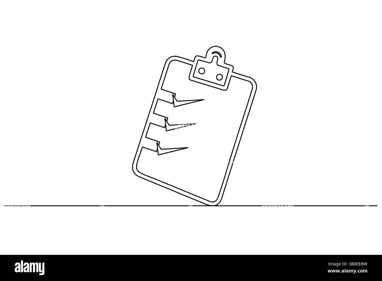 Minimal clipboard illustration using single-line art, clean white backdrop Stock Vector