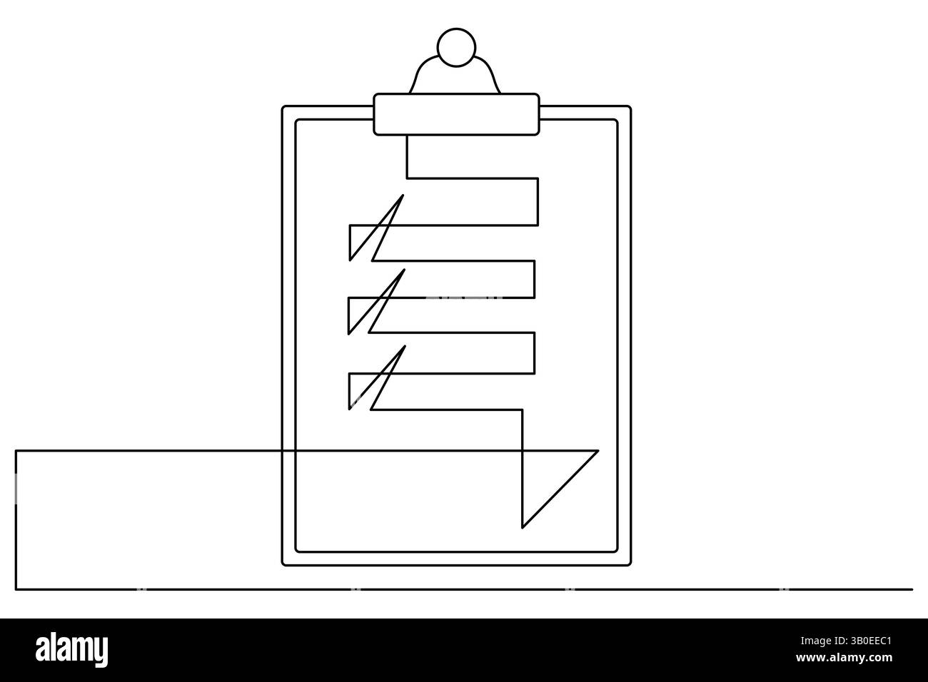 Minimal clipboard illustration using single-line art, clean white backdrop Stock Vector