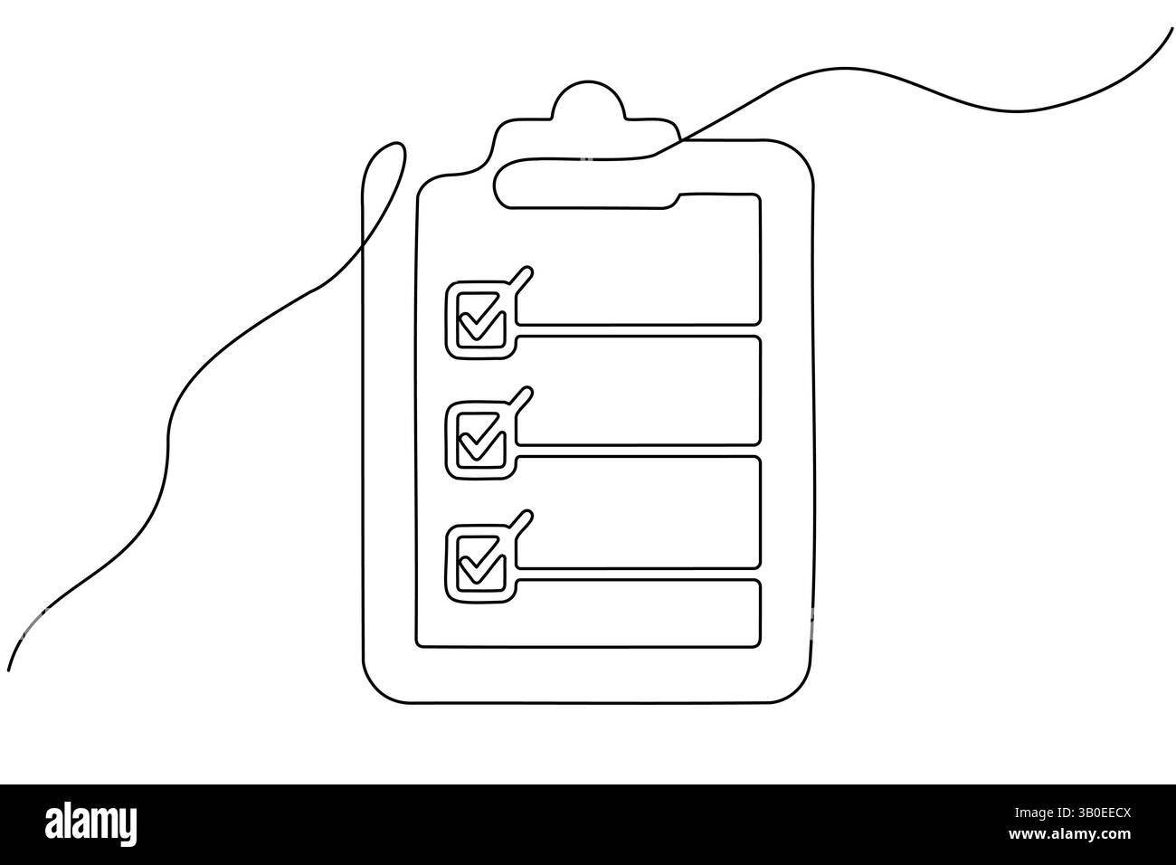Minimal clipboard illustration using single-line art, clean white backdrop Stock Vector