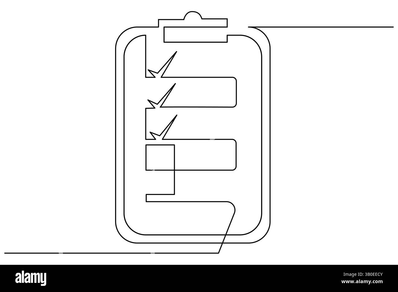 Minimal clipboard illustration using single-line art, clean white backdrop Stock Vector