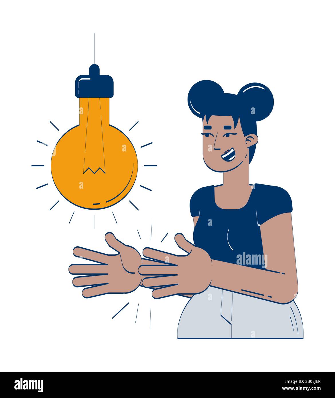 Clap to activate smart light bulb doodle illustration concept Stock Vector