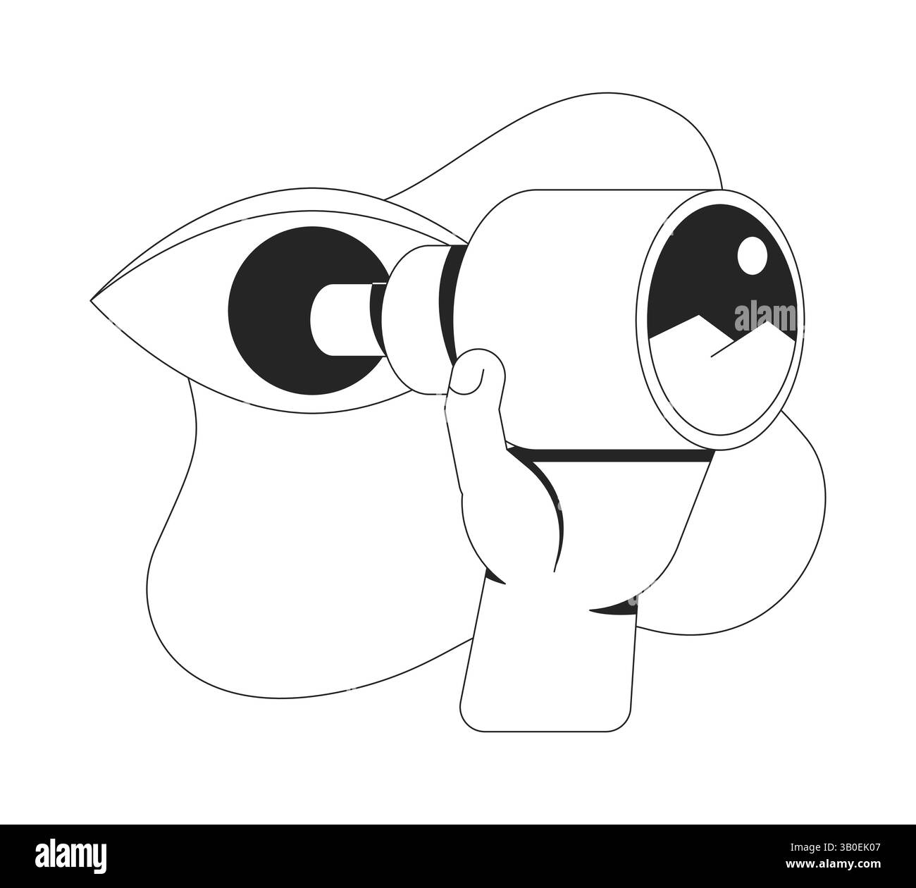 Vision through telescope line onboarding ui illustration Stock Vector