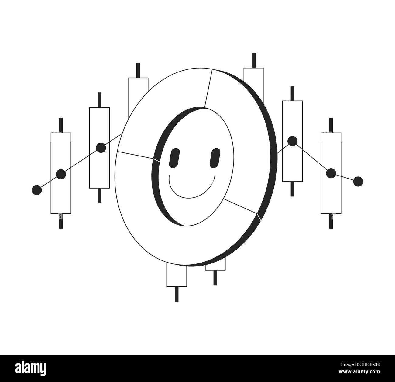 Positive donut piechart and candlestick chart data line onboarding ui ...