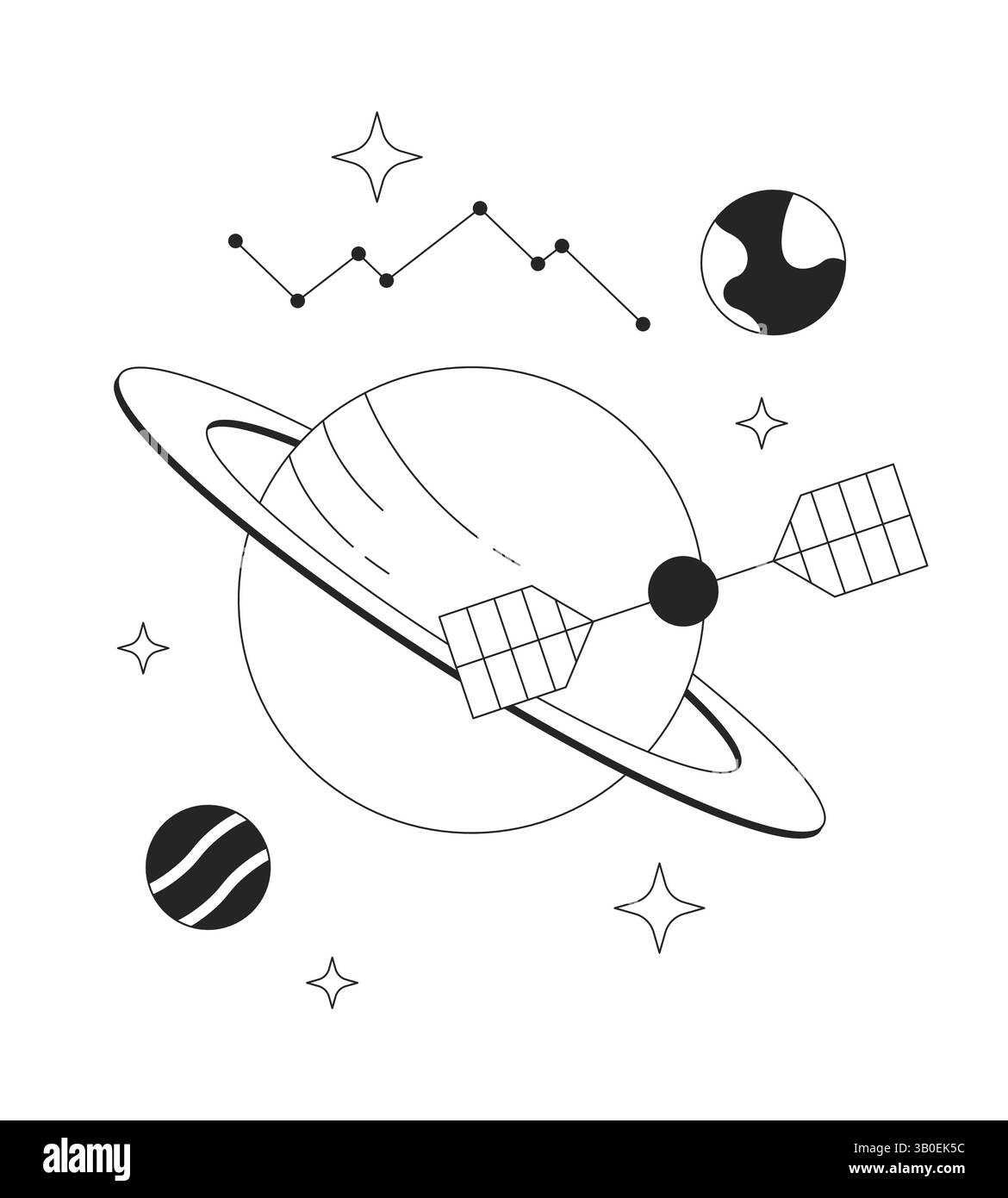 Space communication and data satellite line onboarding ui illustration Stock Vector