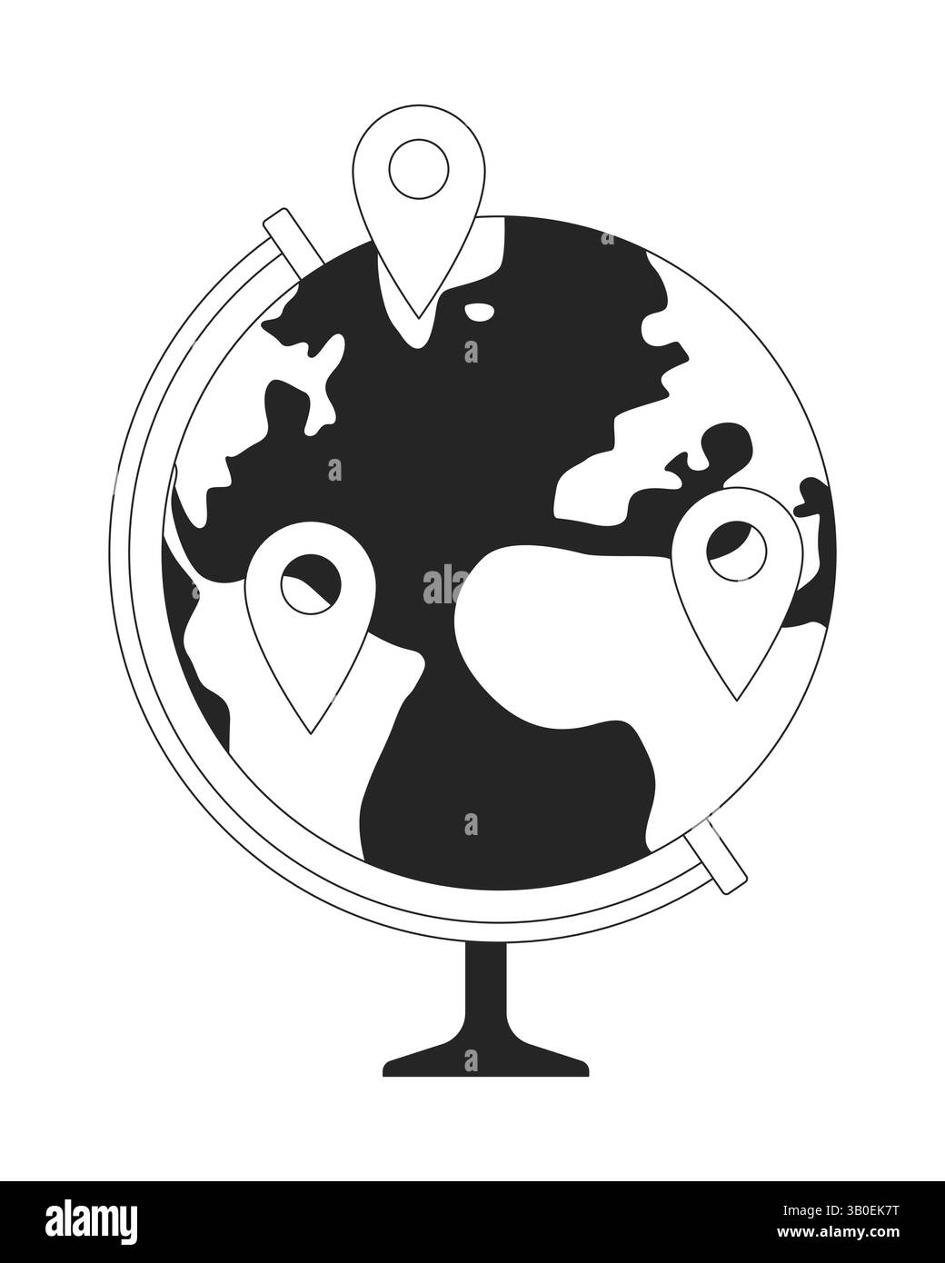 Globe with map pins line onboarding ui illustration Stock Vector