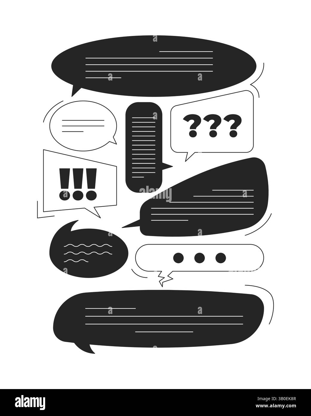 Online discussion chat bubbles line onboarding ui illustration Stock Vector
