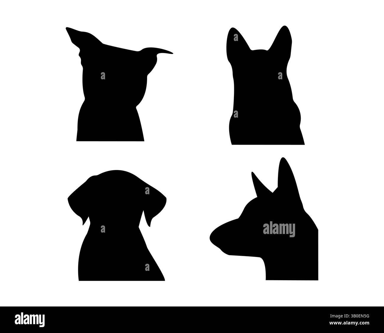 Set of Four Dog Head Silhouettes Vector Stock Vector