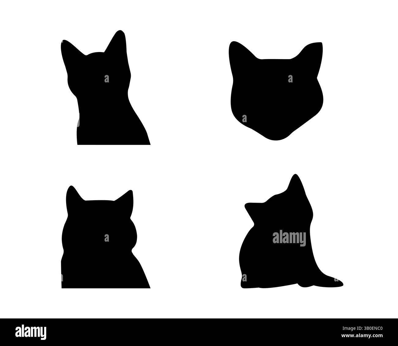 Set of Four Cat Head Silhouettes Vector Stock Vector