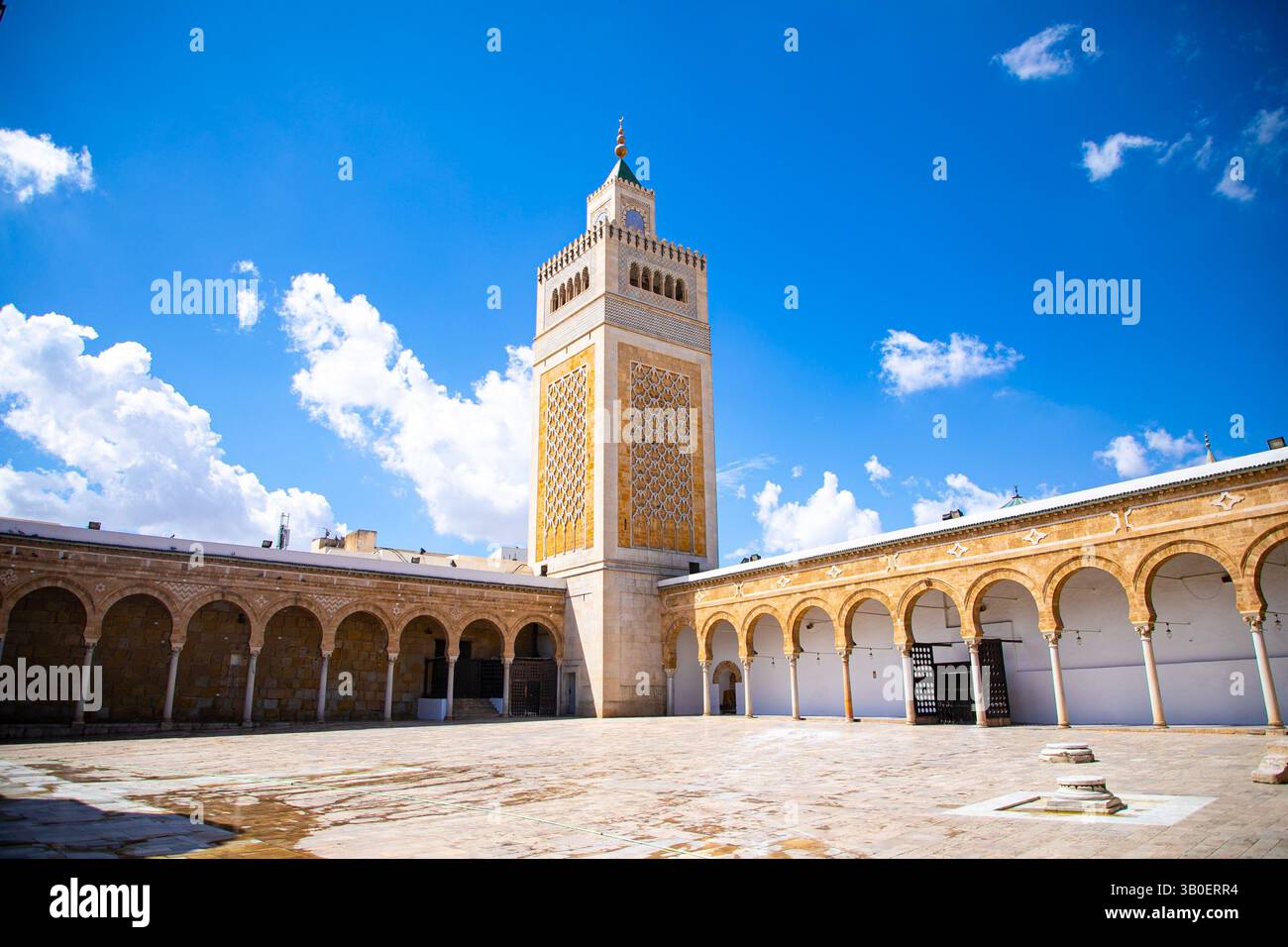 Minaret of the Zitouna Mosque in Old Tunis loction Stock Photo