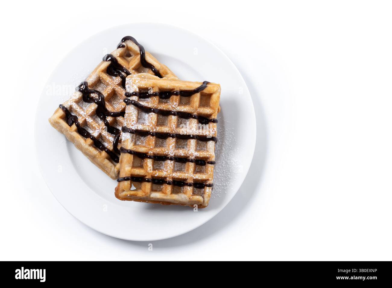 Belgian Waffles with chocolate isolated on white background Stock Photo