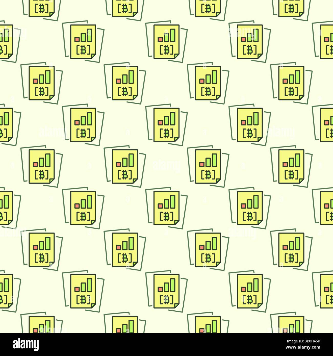 Bitcoin Docs vector Cryptocurrency Business concept colored seamless pattern Stock Vector