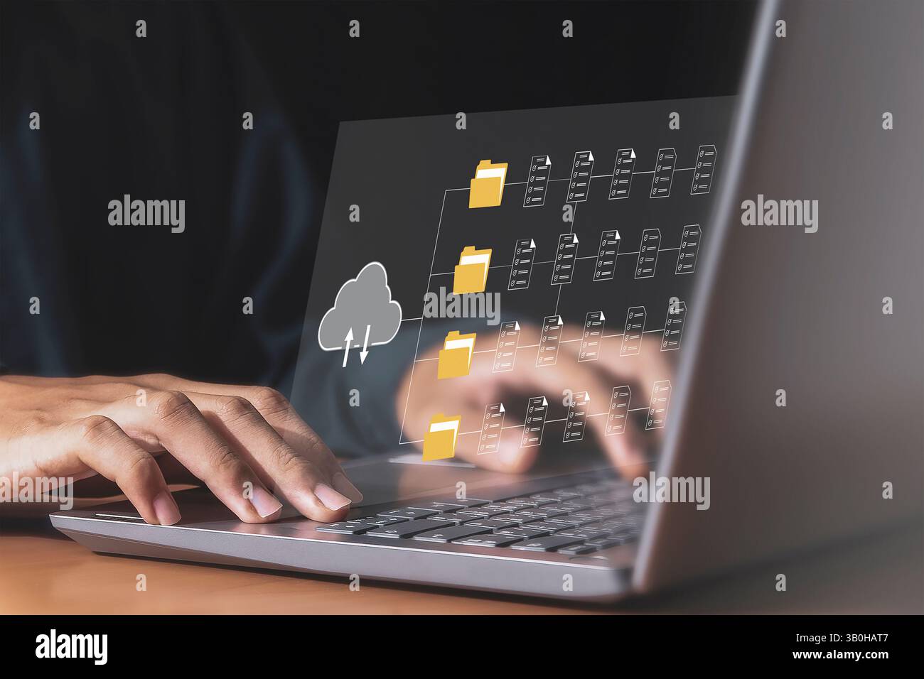 document management Organizing enterprise information Powerful online document files Stock Photo
