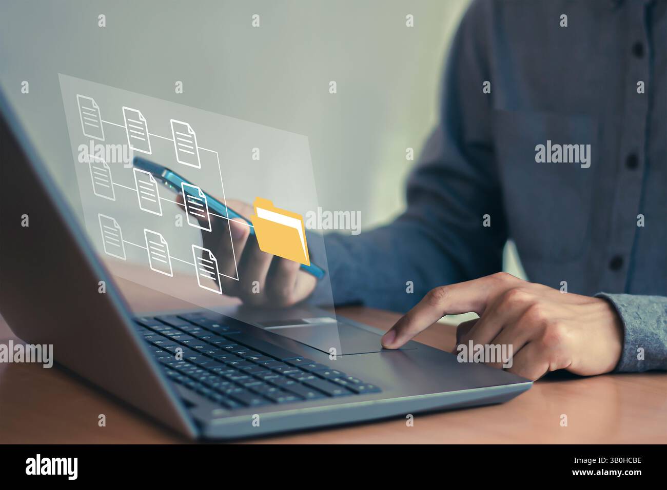 document management Organizing enterprise information Powerful online document files Stock Photo