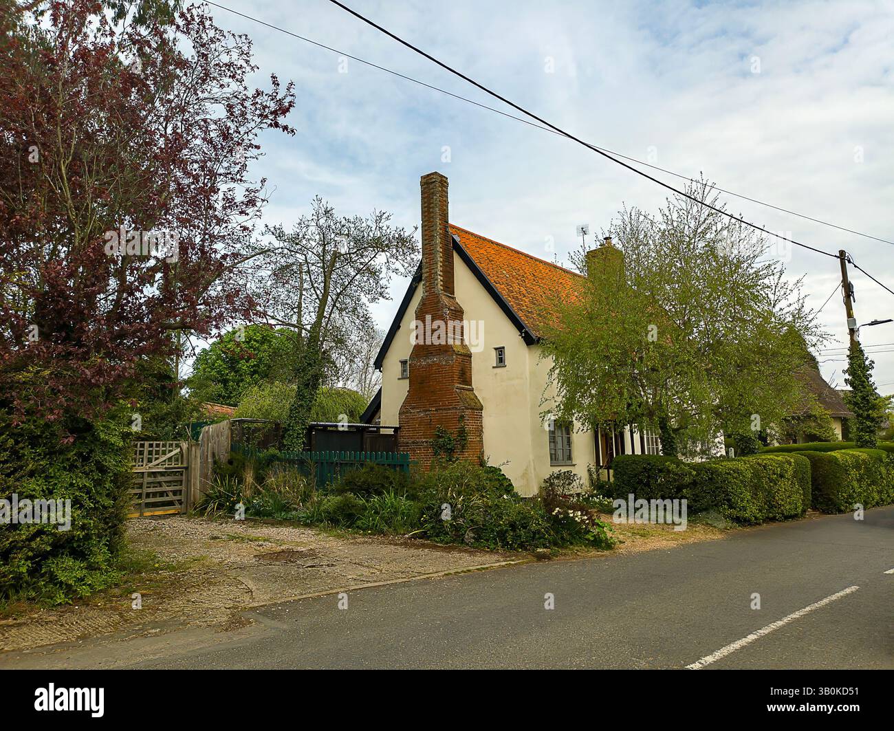 Houses in the picturesque village of Wetherden in Suffolk, UK Stock ...