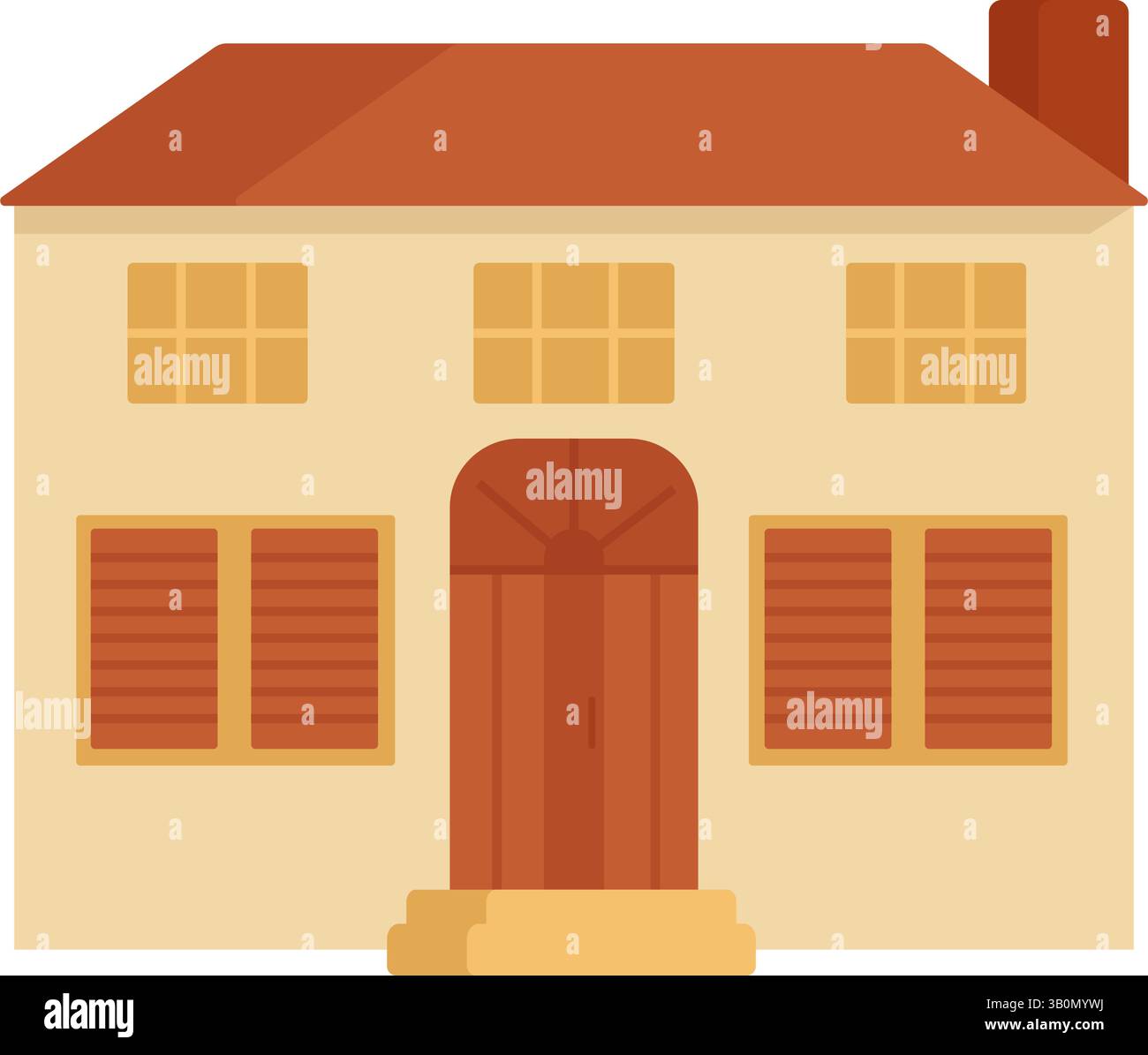 Flat summer house isolated on white background. 1 euro houses program or programma case a 1 euro in Europe. Farm house or villa exterior. Stock Vector