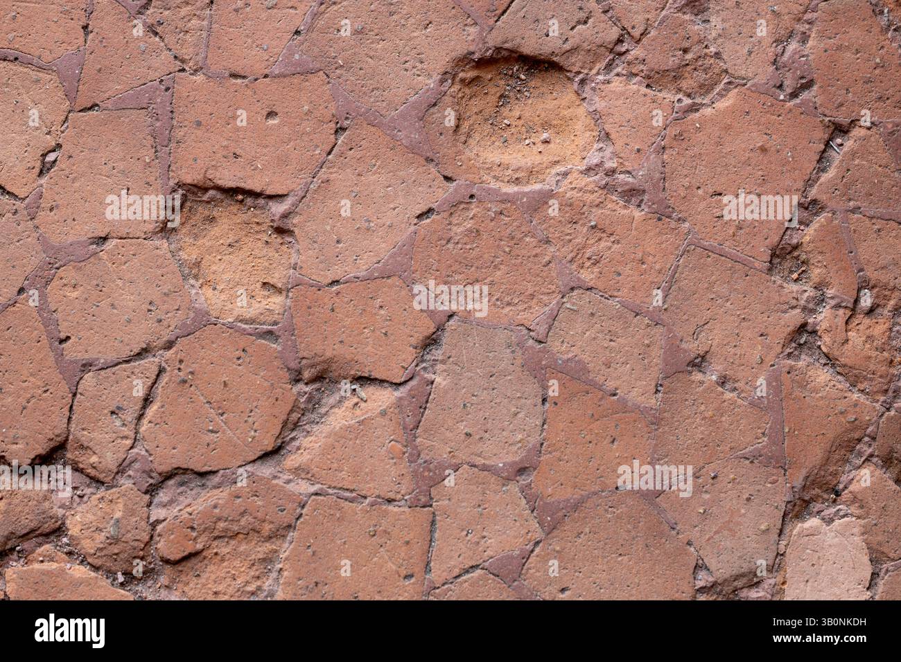 Worn Clay Mosaic Floor Surface Stock Photo