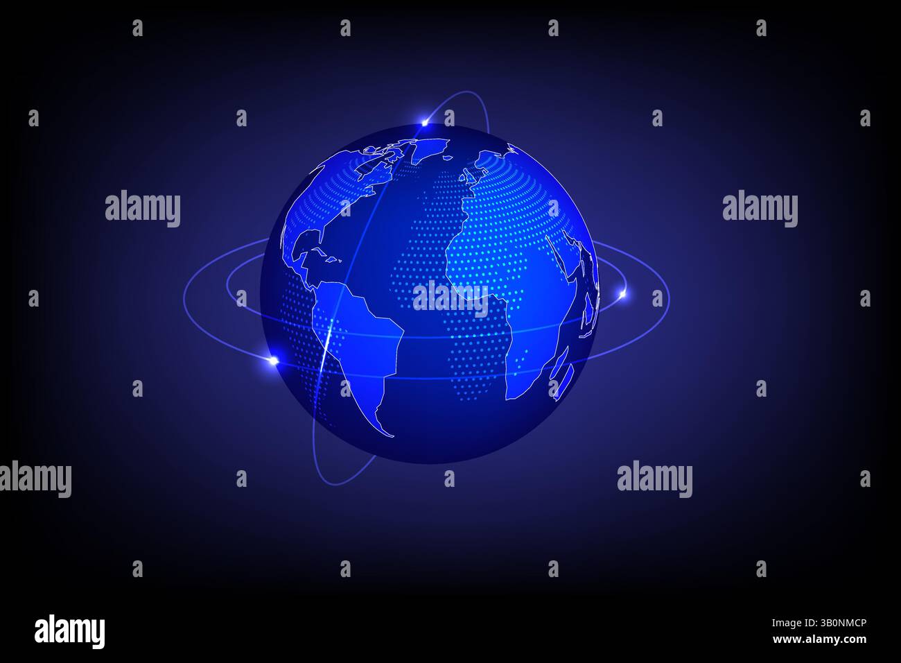 Planet Earth network Global system and communication satellites, Connection data concept, vector illustration Stock Vector