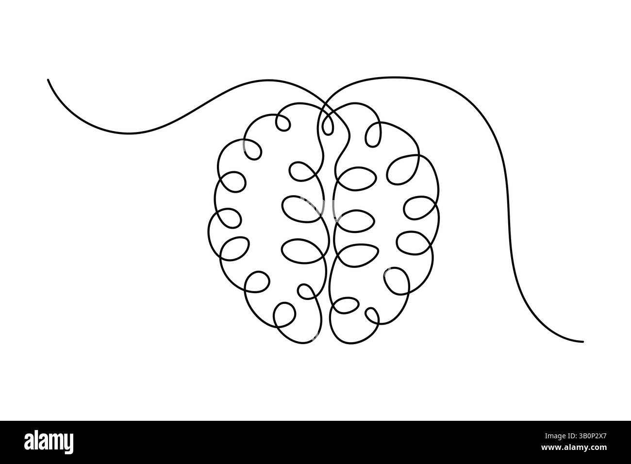 Human brain continuous one line drawing of minimalist outline vector ...