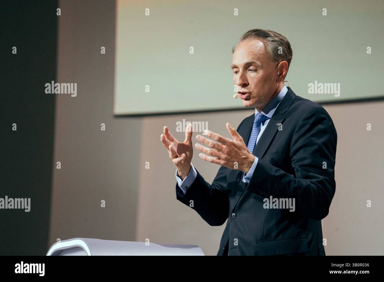 Paris, France. 24th Apr, 2025. CEO of Axa Thomas Buberl speaks during ...
