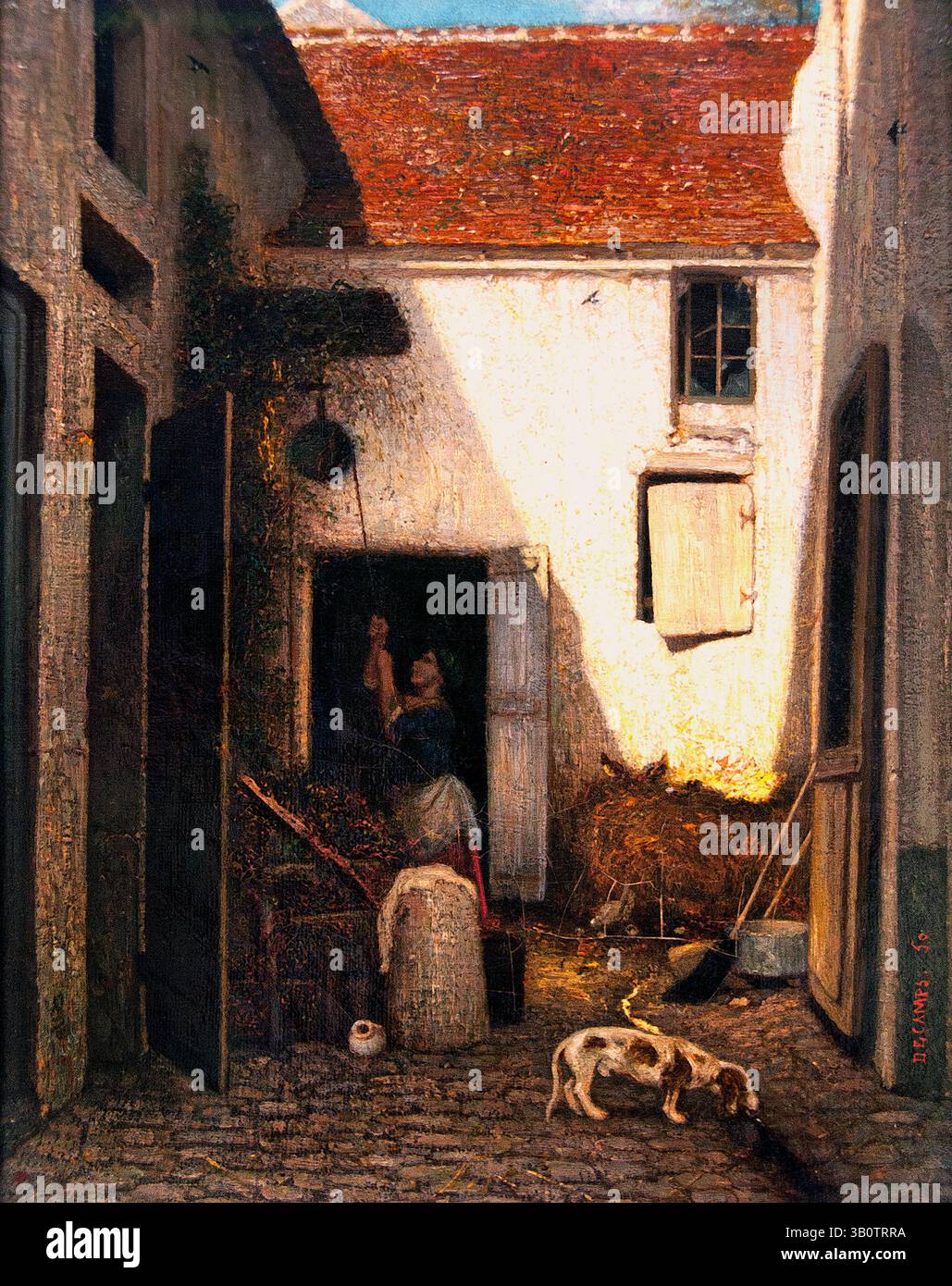 The Farmyard - La cour de ferme by Alexandre Gabriel Decamps 1803 – 1860 France French Louvre Paris, Fine Art Museum, France, Stock Photo